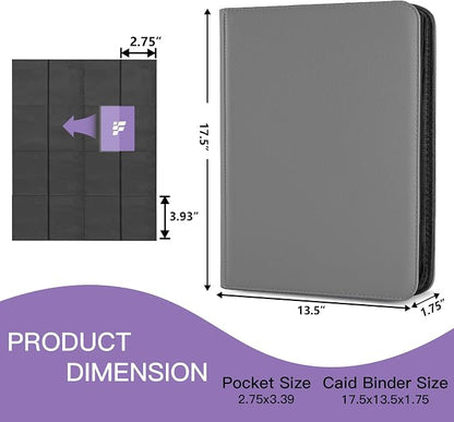 1000+ Pockets Trading Card Binder, 16 Pockets Trading Card Binder Ringless Side Loading Trading Card Album Folder for TCG,MTG,Sports Cards(Gray-1)
