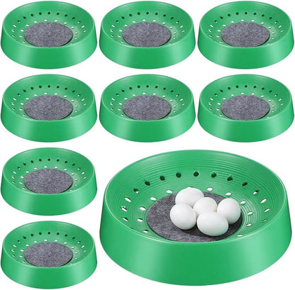 Balacoo 10 Pcs Pigeon Nest Bowl, Durable Plastic Pigeon Nesting Box with Comfort Pad, Breathable Washable Bird Breeding Hatching Bowl for Parakeet Quails Doves and Small Birds (Green)