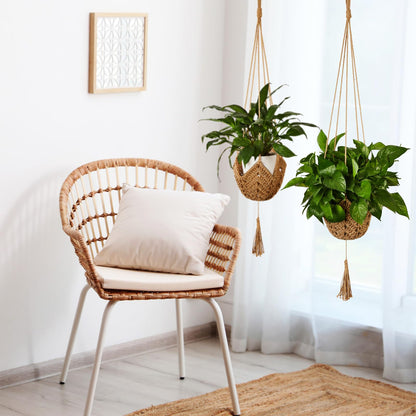Shappy 4 Pack Boho Macrame Plant Hanger, Large Hanging Planter Plant Holder Pot Hanger Hanging Basket Wall Planters, Plants Lover Gift for Indoor Garden (Classic,Brown)