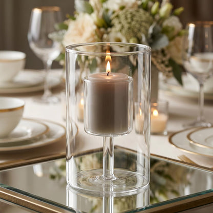 Bougies la Française Clear Glass Candle Holder for Votive Candles, Medium, 4.72 x 3.15 Inches, Decorative Holder for Home Decor, Weddings and Parties