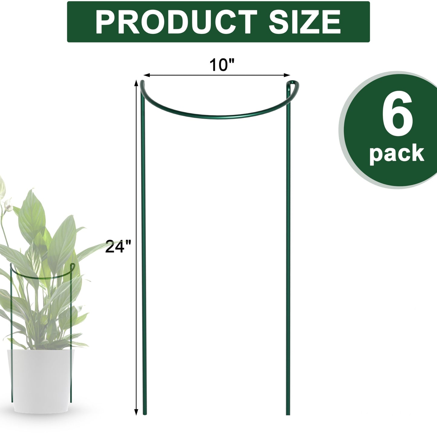 SYITCUN 6 Pack Peony Cages and Supports, 10" (W) x 24"(H) Plant Support, Rust-Proof Metal Plant Support Stakes for Outdoor&Indoor Plants
