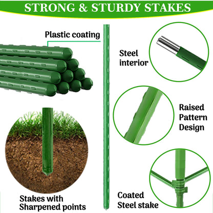 Tomato Cages with 10 Gallon Grow Bags, 48 Inches Garden Tomato Planter, 3-Pack Tomato Trellis for Raised Garden Bed, Tomato Cage Pots Plant Support Stakes Trellis for Climbing Plants Vegetable Flowers