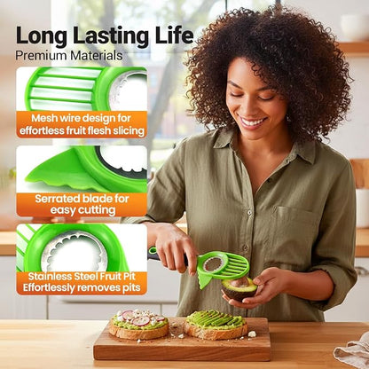 3 in1 Avocado Tool Split, Pit, and Slice, Avocado 3 Piece Set, Includes Avocado Slicer, Cutter and Airtight Storage Container,Kitchen Gadget (1 pcs)