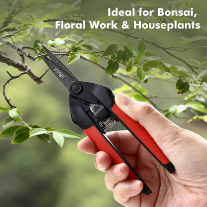 LIVINGO Sharp Garden Pruning Shears - 2 Pack 6.5” Spring Loaded Handles, Non-Stick Teflon Coated Stainless Steel Blades Scissors for Trimming Plant, Flower