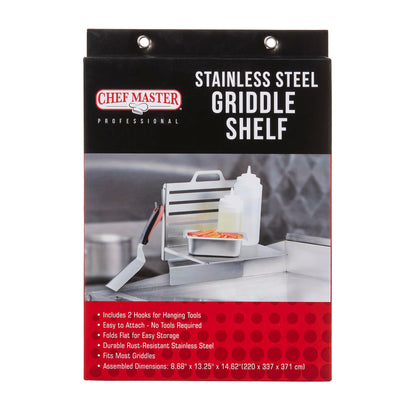 Chef Master Steam Pan Insert & Adjustable Griddle Shelf Set – Organizer & Condiment Holder for Utensils, Ingredients & BBQ Cooking - Grill Accessories for Outdoor Grill - 90260 & 90316
