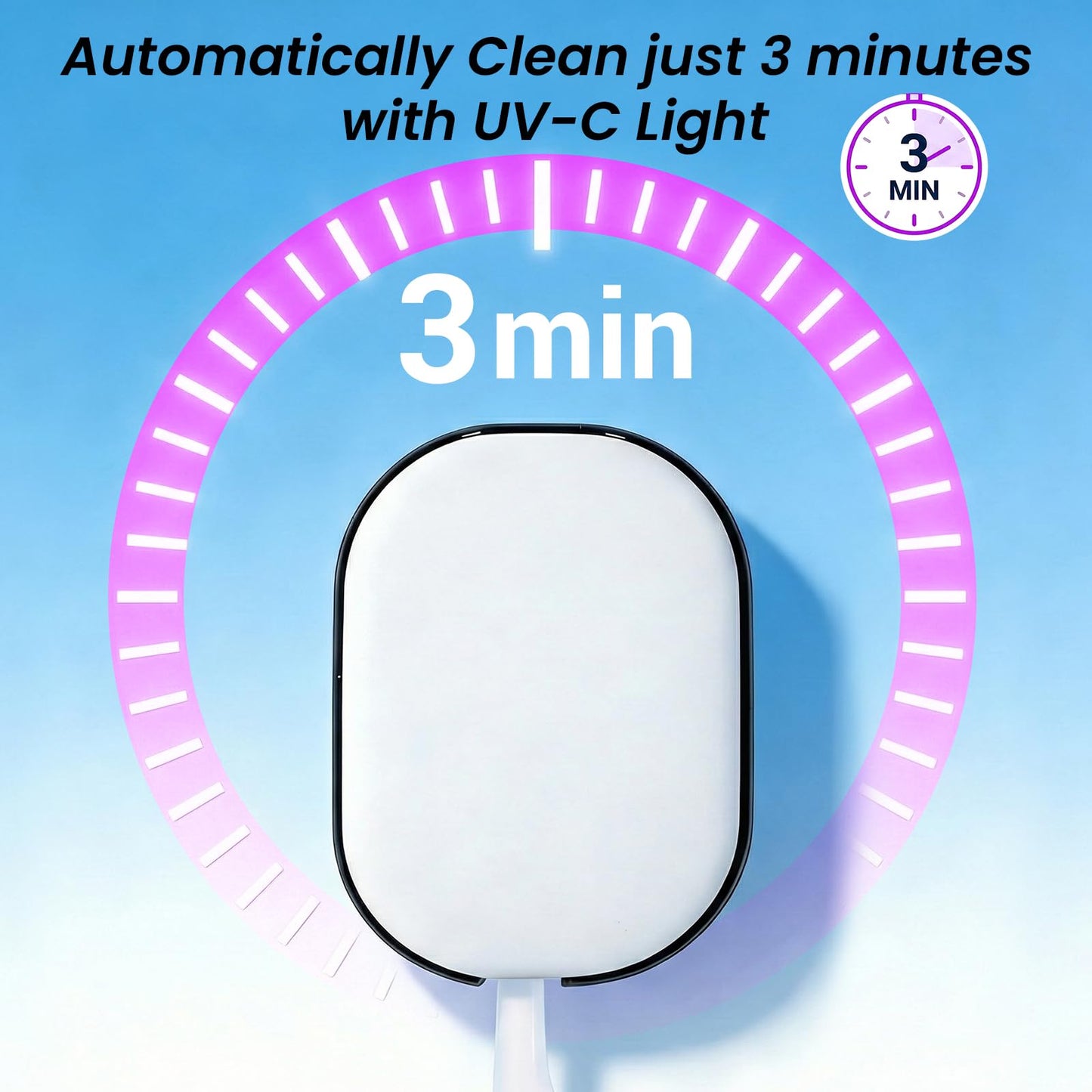 FamilyKit UV-C Toothbrush Sanitizer Holder, Rechargerable Magnetic Tooth Brush Cleaner Cover Manual/Electric Toothbrush Sanitizer Case for Travel Home ﻿