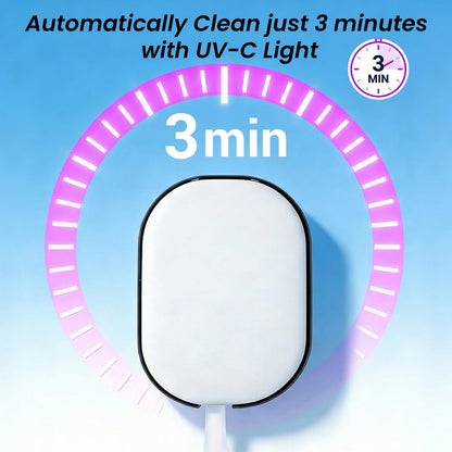 FamilyKit UV-C Toothbrush Sanitizer Holder, Rechargerable Magnetic Tooth Brush Cleaner Cover Manual/Electric Toothbrush Sanitizer Case for Travel Home ﻿
