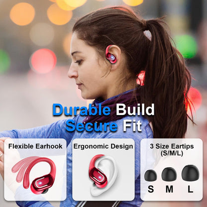 Wireless Earbud, 75Hrs Bluetooth 5.4 Headphones IP7 Waterproof for Sport, Running Wireless Earphones with ENC Noise Canceling Mics, Deep Bass Over Ear bud with Earhooks for Android, iOS, Workout, Gym