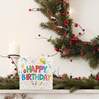 3 PCs Birthday Decorations Wooden Box Sign, Happy Birthday Sign Party Decorations for Friends Daughter Son, Rustic Country Wooden Signs, Living Room Bedroom Desk Tiered Tray Decor Supplies