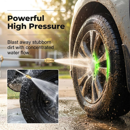 2026 Upgrade High Pressure Hose Nozzle, Turn Any Hose into a High Pressure Water Cleaning Jet, Multi Function Heavy Duty Garden Hose Nozzle, Spray Nozzles for Cleaning Yard Pets Car (ShortRod)