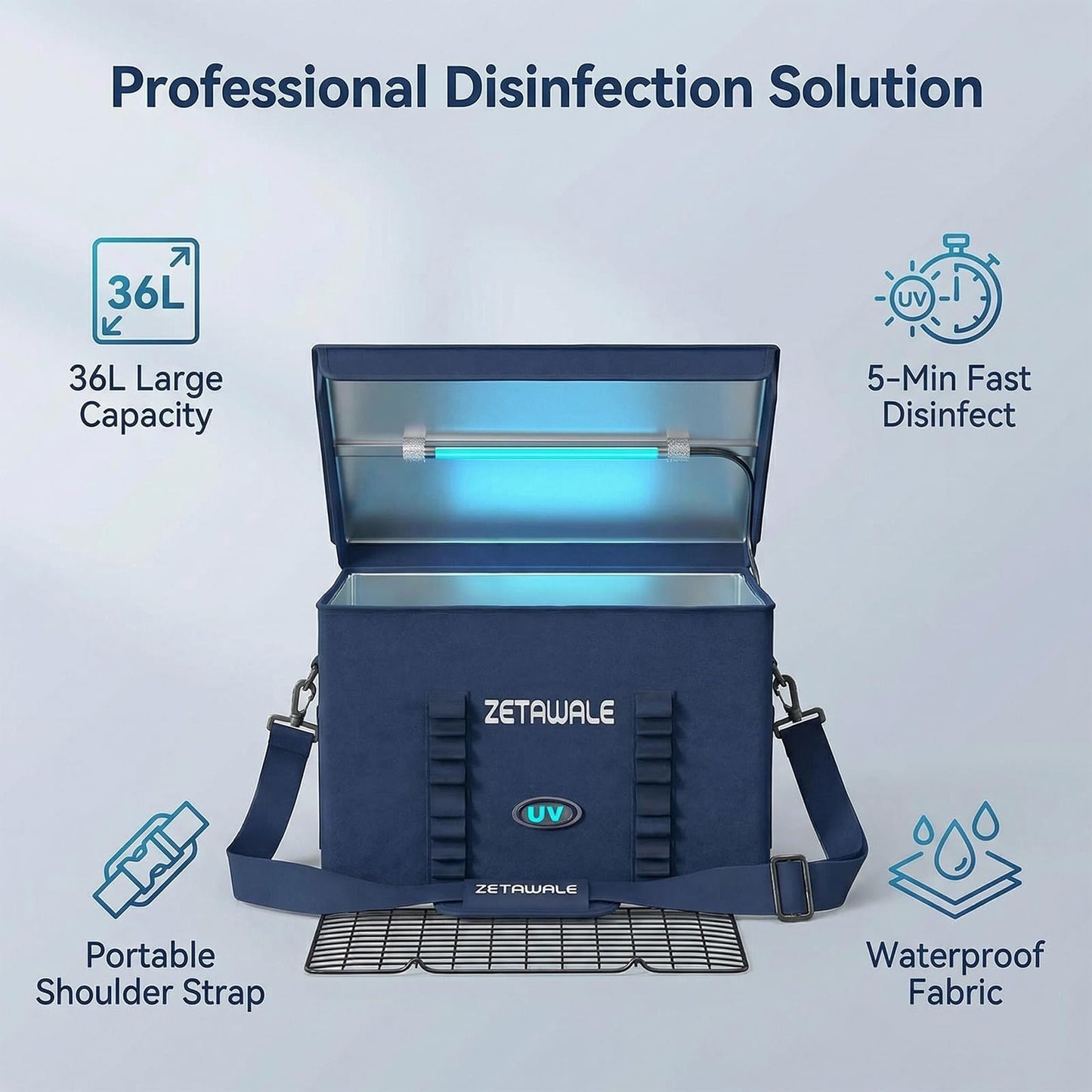 ZETAWALE UV Light Sanitizer Box Foldable Large Cleaner and Sanitizing Machine with Timer UVC Light Sanitization Bag Household for Cell Phone,Earphones,Plush Toys,Towels,Keys,Brushes and Combs（36L）