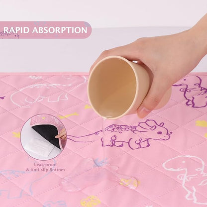 IEUUMLER Washable Pee Pads for Dogs Extra Large 71" x 71", 1 Pack Non-Slip & Waterproof Whelping Pad, Reusable Puppy Potty Training Pad for Playpen EU007 (Pink Dinosaur, 71"X71"-1pcs)