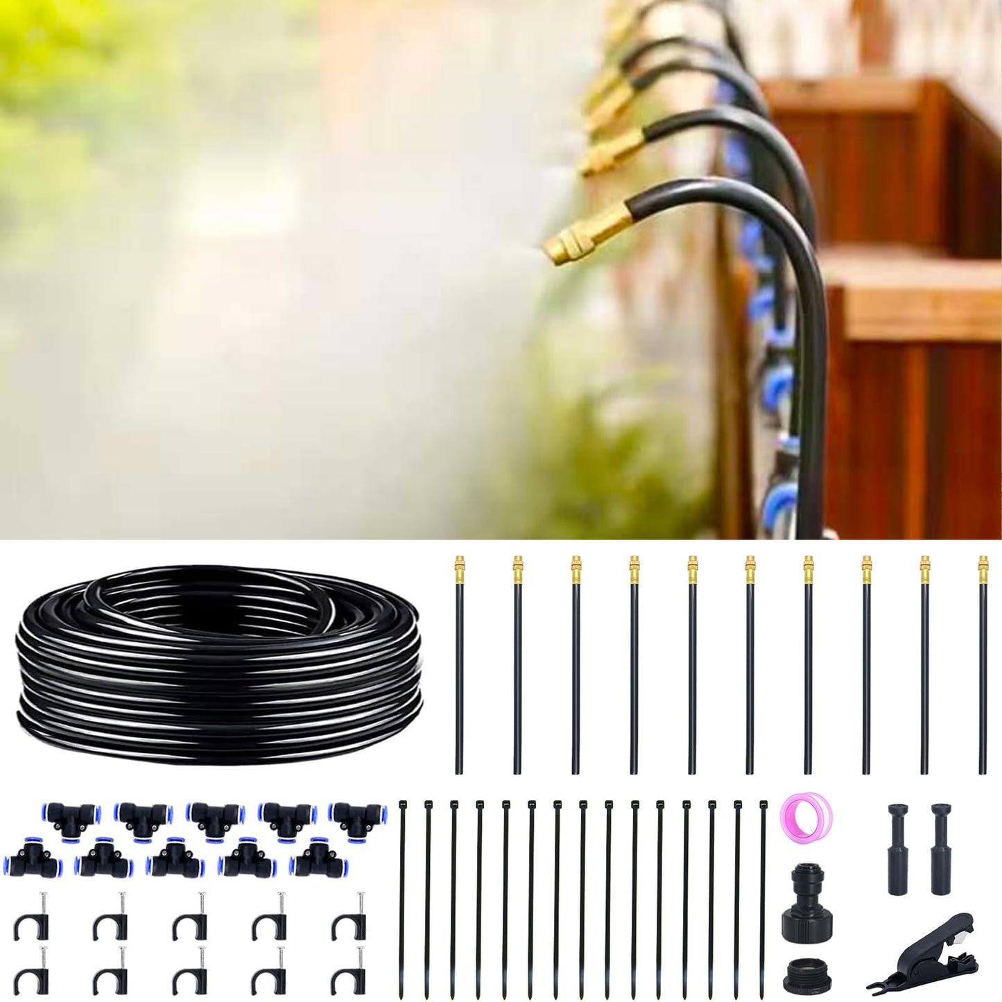 Thiswing 360° Adjustable Drip Irrigation System - 30 FT Garden Watering System with 10 Nozzles, Raised Bed Sprinkler Irrigation System, Garden Mister for Yard, Lawn, Plants, 5/16" Tubing