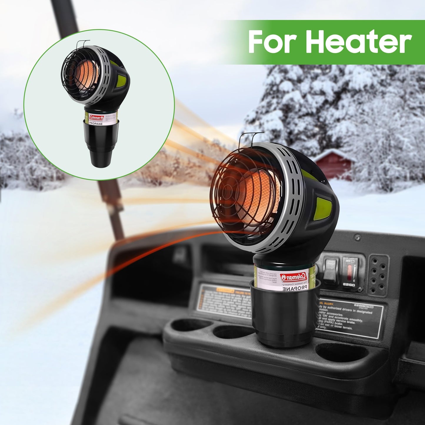 10L0L Universal Golf Cart Heater Propane Cup Holder for Yamaha EZGO Club Car, Material Upgrade Replacement Holder for 16.4 oz Portable Propane Heater Camping Gas Cylinder Black (1 Pack)