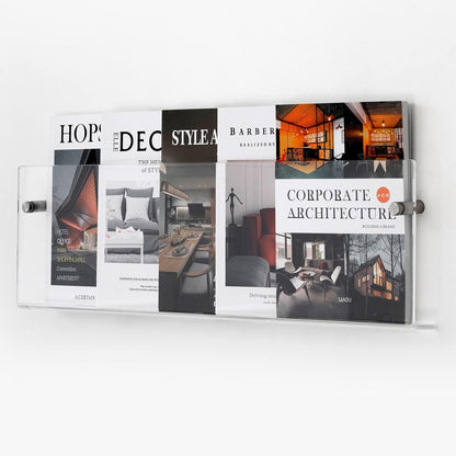 Clear Acrylic Brochure Holder Wall Mount 3 Tier, Hanging Bookshelf Magazine Rack Literature Storage Rack for Waiting Room, Living Room, Office, Home Display