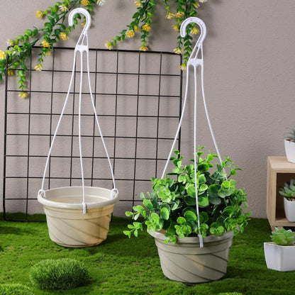VOSAREA 4pcs Plastic Hanging Planters Hanging Plant Containers with Drainage Holes and Hooks for Outdoor Indoor Plant Garden