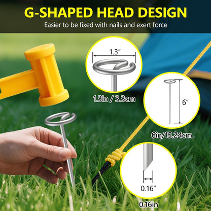 40 Pcs Landscape Fabric Stakes, Thickened 8 Gauge Circle Top Garden Stakes, Not Easy to Bend 6 inch Galvanized Landscape Staples for Plant Support, More Holding Power Than U-Shaped Landscape Pins