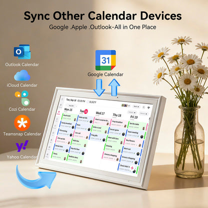 15.6 Inch Digital Calendar，Smart Touchscreen Interactive Display for Family Schedules，Chore Charts, Achievement Rewards,Meal Planner, to Do List，Wall & Desk Mount Smart Electronic Planne