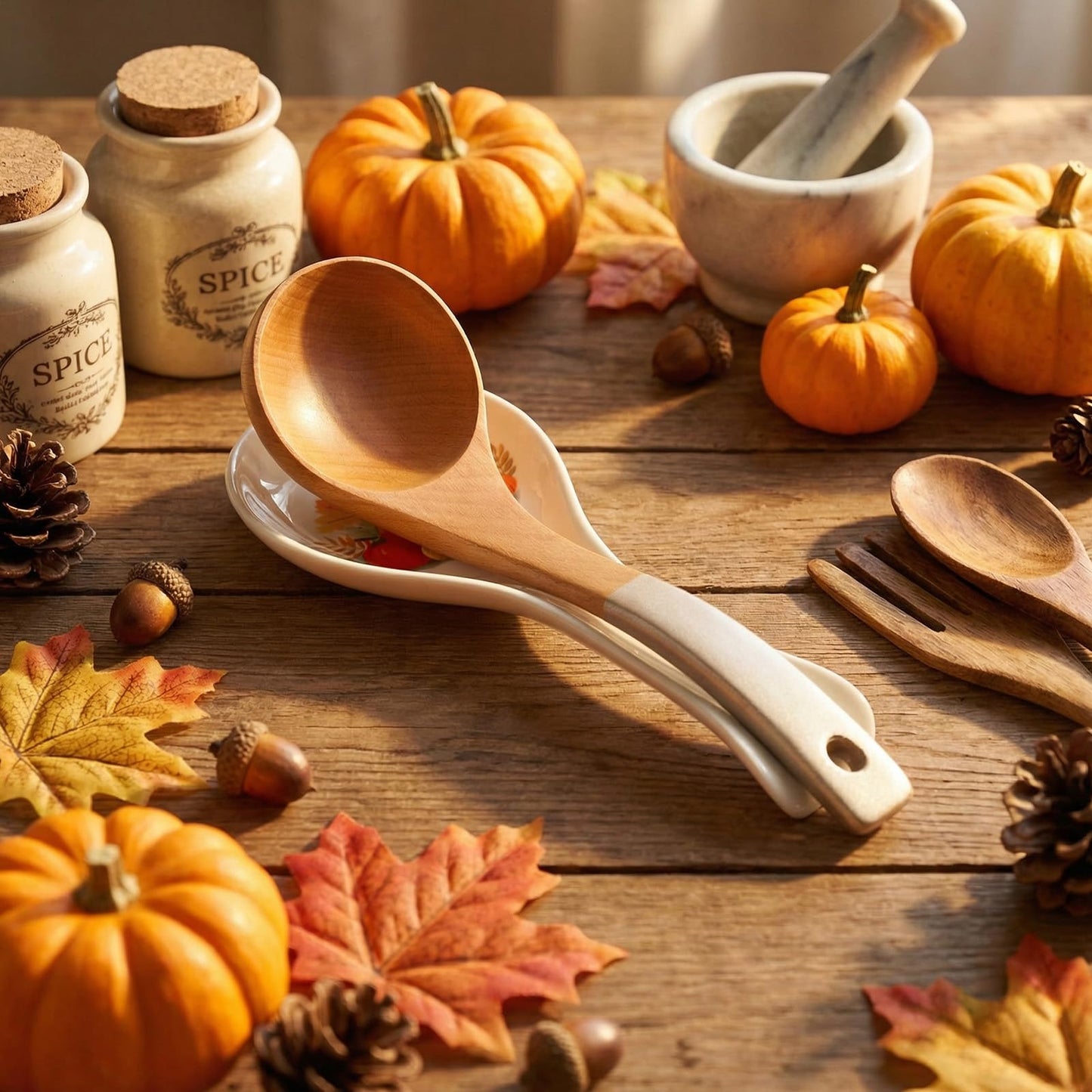 Potchen Spoon Rest Flower Utensil Holder Ceramic Spoon Rest for Stove Top Kitchen Decoration Kitchen Accessories Housewarming Gift for Coffee Bar(Pumpkin)