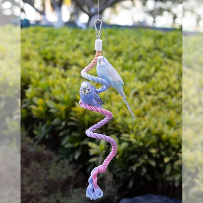31.5" Bendable Bird Perch Cotton Rope Sunset Bird Toy Twistable Ladder Swing Chewable Gym for Parakeets Cockatiels Conures Lovebirds