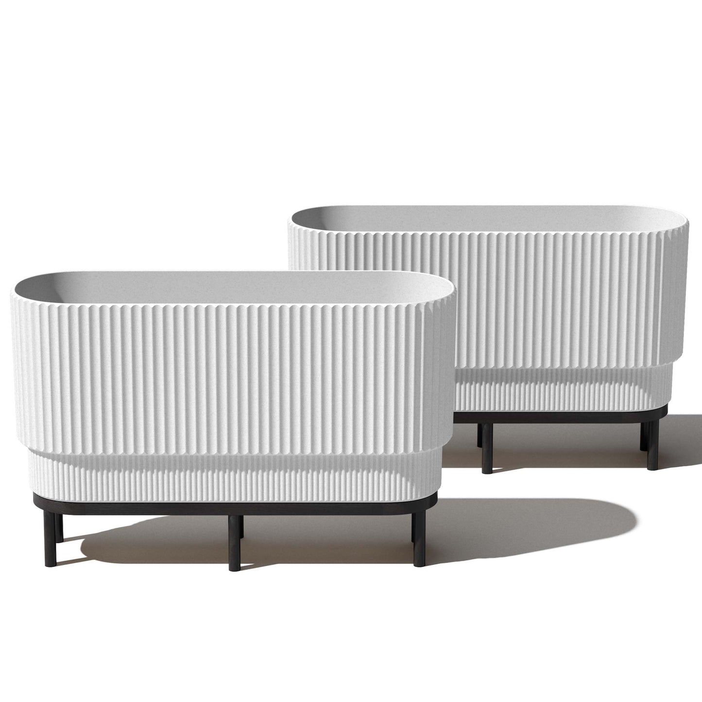 Veradek Demi Series Raised Long Planter for Indoor/Outdoor Use | Made from Plastic & Stone w/Wooden Stand | Modern Patio Décor for Flowers/Shrubs