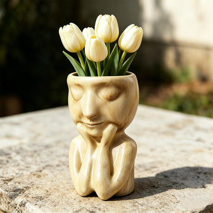 LIUXINJIAN-RHX Face Flower Pots with Thinking Pose, Head Planter Pot for Indoor Plants, Cute Succulent Pots with Drainage Hole, Gardening Gifts for Women Mom Teacher