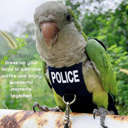 Bird Diaper Flight Suit, Cute Cosplay Parrot Clothes, Easy-to-Wear Washable Nappy, Durable Metal Ring Harness for Cockatiel, Conure, African Grey, Parakeet Outdoor Flying (with Leash,M)