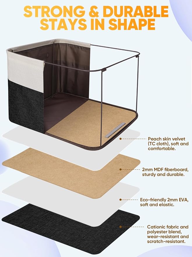 BALEINE 1 Pack Fabric Closet Storage Bins for Shelves, Linen Closet Organizers and Storage, Decorative Baskets for Organizing, Shelf, Clothes, Home, Office (Black, 17''x13''x10.5'')