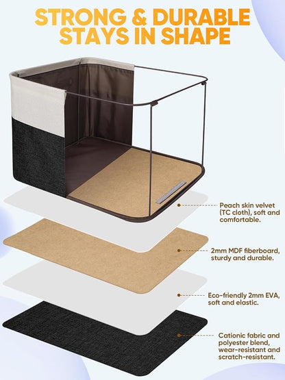BALEINE 3 Pack Fabric Closet Storage Bins for Shelves, Linen Closet Organizers and Storage, Decorative Baskets for Organizing, Shelf, Clothes, Home, Office (Black, 17''x13''x10.5'')