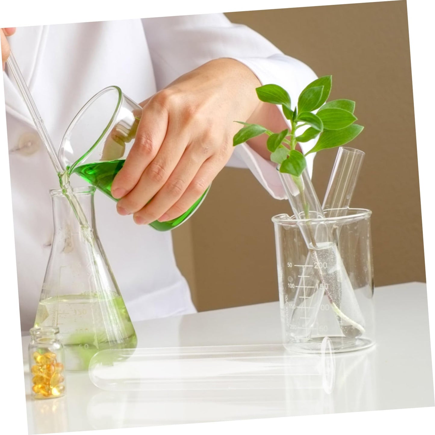 Wakauto 4pcs Glass Hydroponic Test Tube Vases for Plants Small Propagation Tubes Terrarium Flower Holders Desktop Decorative Plant Vials for Indoor Gardening and Home Decor