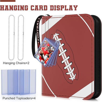 Mlikero 440 Pockets Football Card Binder, Sports Card Binder with Card Display Design, Premium Card Ablums with Sports Pattern Wristband Fit for Football Cards 2026