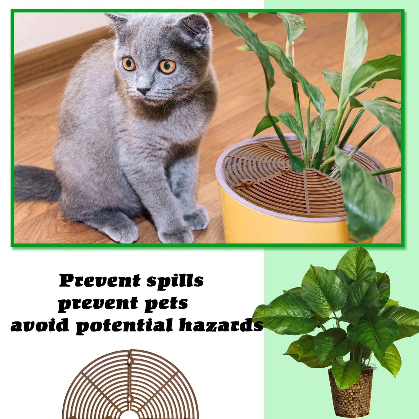 Srmayyi 11.8 Inch Plant Pot Grid,6 Pack Plant Pot Soil Covers Protectors with 48 Stakes,Cat Pet Digging Stopper for Indoor Outdoor