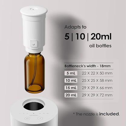 Airversa Waterless Diffuser for Essential Oil, Car Diffsuer, Battery Operated Nebulizer, 0.7 Fl Oz/ 20mL, Mini Scent Air Machine, 3 Timers & 3 Mist Levels for Home, Room, Office - AN6 Light Steel Blue