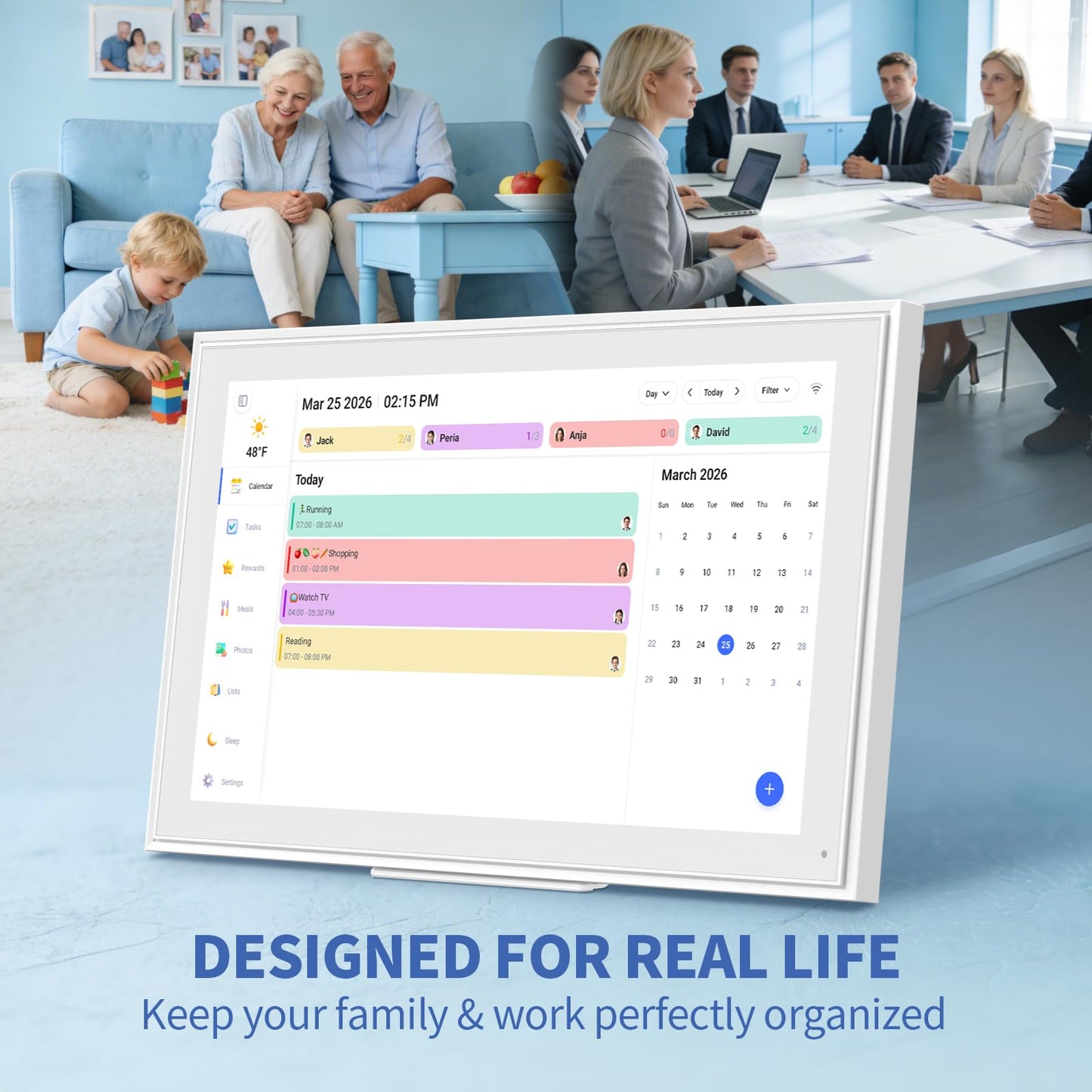 LiviNGPAi 21.5" Digital Calendar & Chore Chart, 1080P Full HD Touchscreen Smart Family Planner with WiFi Sync, Digital Wall Calendar for Home and Office