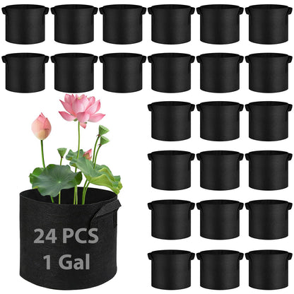 24 Pcs Lily Plant Pots for Pond, Aquatic Pond Planter for Pond Durable Breathe Reusable Fabric Plant Bags with Handles Thickened Nonwoven Fabric Pots for Aquatic Plants, Potato, Carrot, Onion, Flower