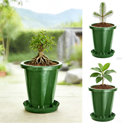 S SUSANN 6 inch Plant Pots, 6 Pack Flower Pots Outdoor Indoor, Planters with Efficient Drainage and Ventilation Holes (Green)