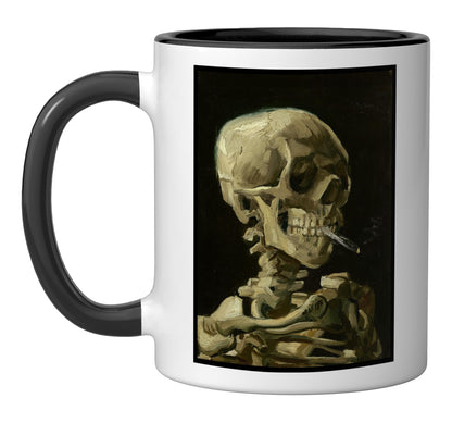 Vincent van Gogh Head of a Skeleton with a Burning Cigarette Ceramic Mug, Black/White