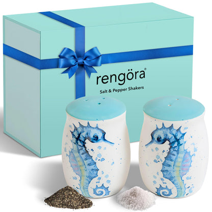 Novelty Salt and Pepper Shakers - Ceramic Coastal Salt and Pepper Shakers Set with Seahorse Design, Ideal for Salt and Pepper Shakers Ocean Lovers, Cute Salt and Pepper Shaker Ceramic by rengöra