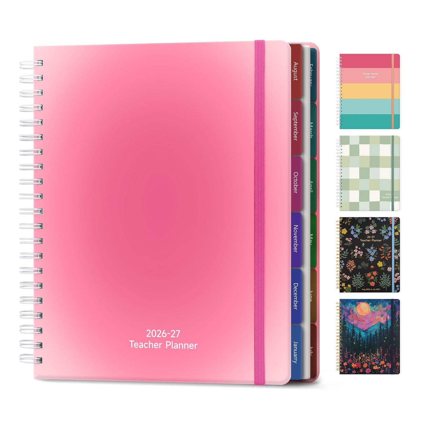 Teacher Lesson Planner 2026-2027 Academic Year, Aug 2026-Jul 2027, Deluxe 26-27 Lesson Plan Book for Teachers Supplies & Homeschool Planner with Pocket & Monthly Tabs, 8.5" x 11", Pink Ombre