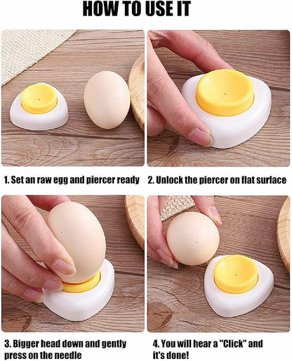 Jawbush Egg piercer with Stainless Steel Pin to Get Good Hard-boiled Eggs, Egg Poker with Magnetic Base and Safety Lock, Egg Hole Puncher Easy Egg Peeler Warm Gifts, 2 Pack
