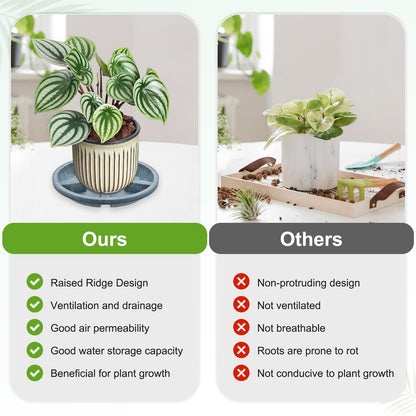 M METERXITY 2-Pack Plant Saucers, 8 Inch OD Anti-Rot Root Resin Flower Pot Plant Saucers for Indoor/Outdoor, Flowerpot Drip Tray [6.3 Inch ID, Blue]