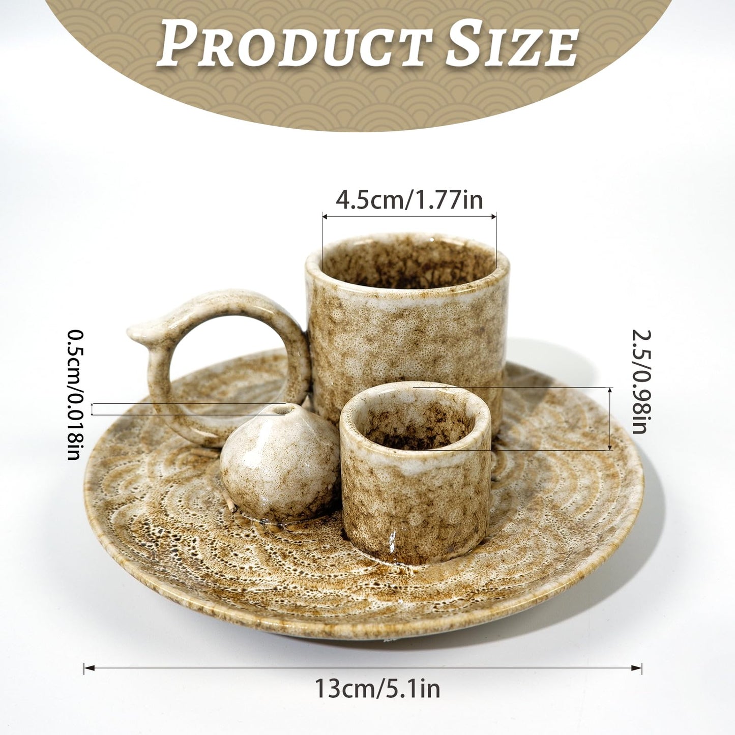 Tnstbiee 4.1-Inch 5-in-1 Ceramic Smudge Bowl-Versatile Incense Stick Holder and Smudging Dish for Palo Santo and Sage–Ideal for Zen Altar, Meditation,Yoga, and Aromatherapy–Easy to Clean Brown Design