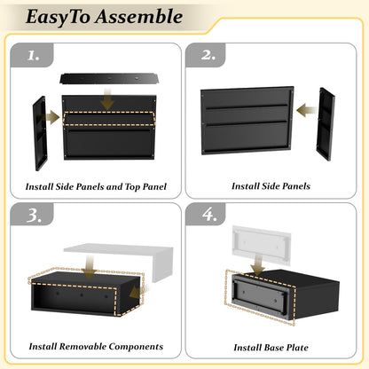 38"X13" X 30" Outdoor Planter Block Tall Rectangular Skinmy, Black Metal Patio Planters for Privacy Screen Planter Box Front Porch Adjustable with Drainage Holes & Rust-Proof Coatin (Black, 1)