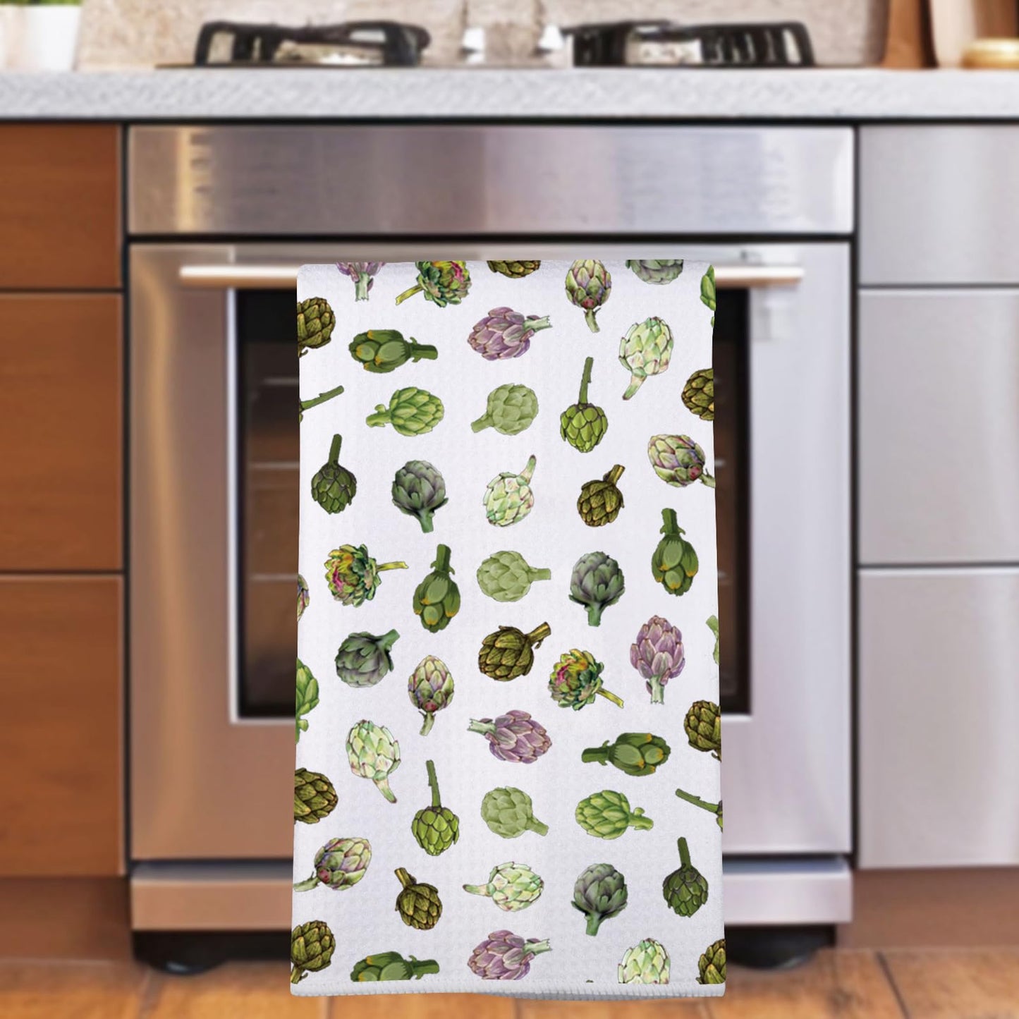 JNIAP Artichoke Kitchen Towel Artichokes Lover Gift Artichoke Queen Gift Artichokes Botanical Dish Towel(greenpurple Plant kt)