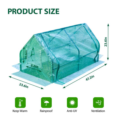 Solayis 47.2" L × 23.6" W × 23.6" H Mini Greenhouse for Indoor Outdoor,Portable Mini Greenhouse, Heavy-Duty PE Plant Cover Tent , Tabletop Greenhouse for Small Plants, Seedling Humidity Dome Green