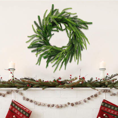 GLLBTPT Christmas Norfolk Pine Garland,9 ft Artificial Green Garland Holiday Decoration Outdoor Indoor for Stairs Railing Fireplace
