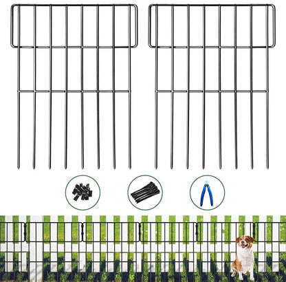 ULIOK Animal Barrier Fence, 25 Panels No Dig Fence, 27ft(L) x 17in(H) Dog Fencing Rabbit Fences, 1.52in Spike Spacing Rustproof Metal Fences Border for Outdoor Yard with Cable Ties and Cutting Plier
