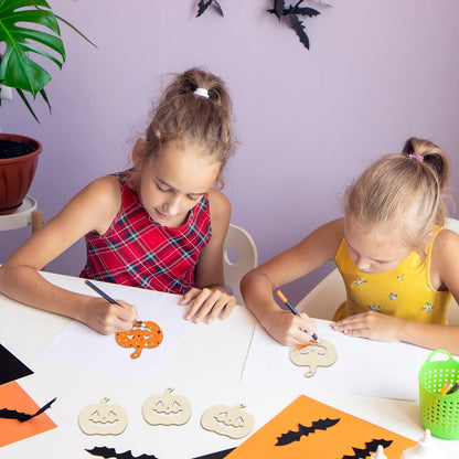 Wooden Pumpkins Ornaments to Paint Halloween Thanksgiving Decoration Cutouts Unfinished 24PCS, DIY Blank Unfinished Pumpkin Wood Discs Ornament for Home Harvest Crafts Hanging Autumn Decorations
