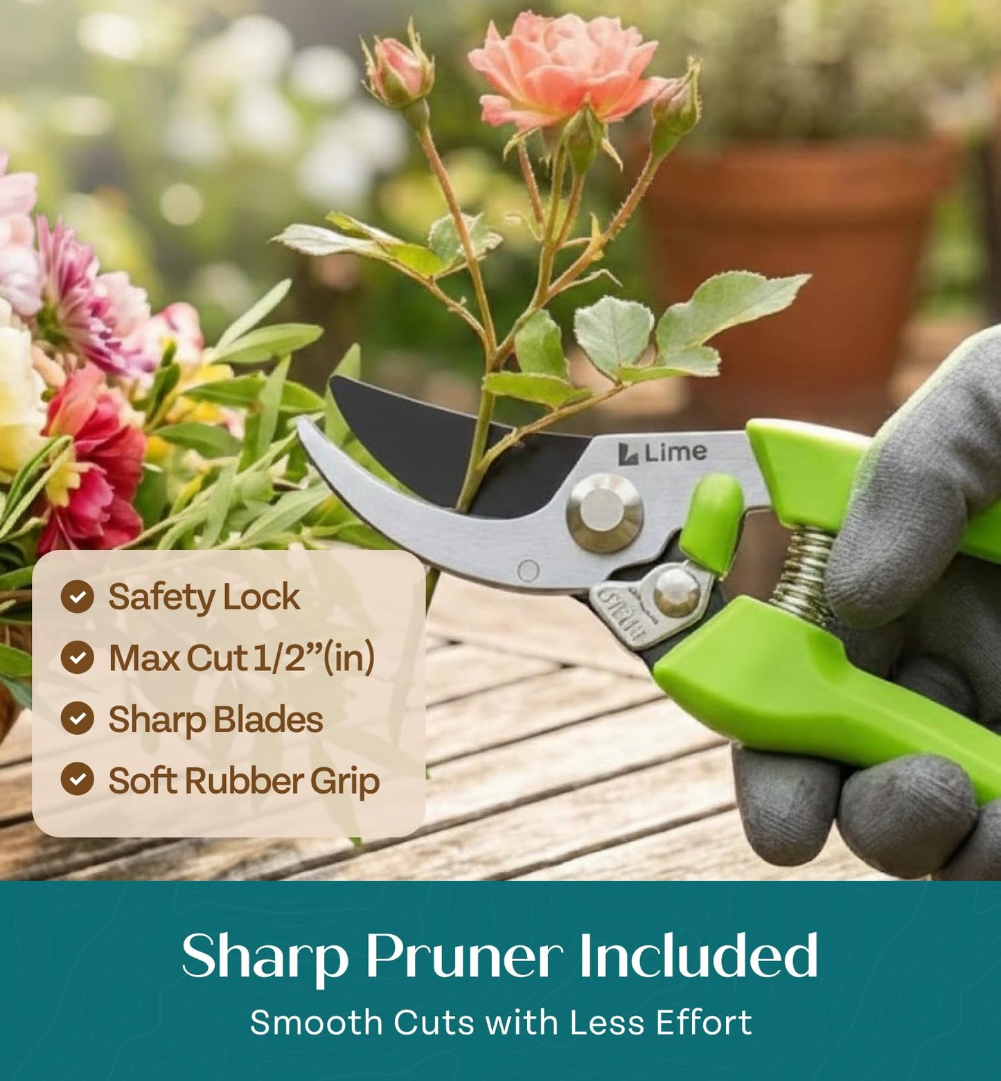 Heavy Duty Gardening Tools - Gardening Gifts for Women, Men, Mom, Dad - Durable, Ergonomic Garden Tools Set (Green with Potting Mat)