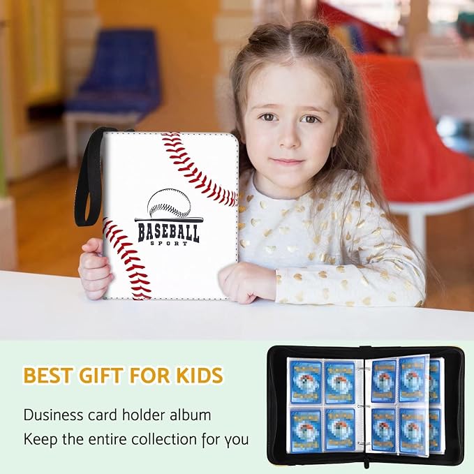 Baseball Card Binder Holder 480 Pockets with 60 Removable Sleeves, Portable Sports Trading Cards Binder Album Collector Organizer Protectors with Zipper,Waterproof